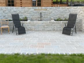 Granit Bodenplatten Oldino Mix + Granit Mauersteine Oldino Mix